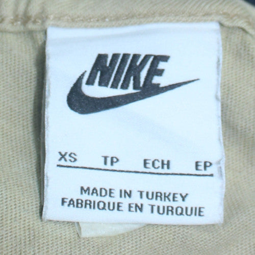 Nike Men's Beige Graphic Print Crew Neck Cotton T-Shirt XS