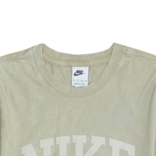 Nike Men's Beige Graphic Print Crew Neck Cotton T-Shirt XS