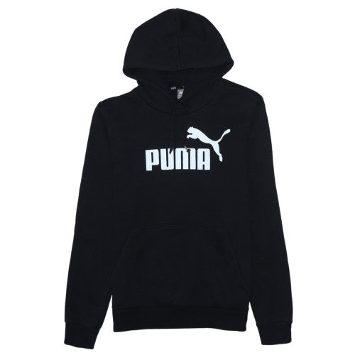 Puma Womens Black Pullover Hoodie Size 16 Logo Print Casual