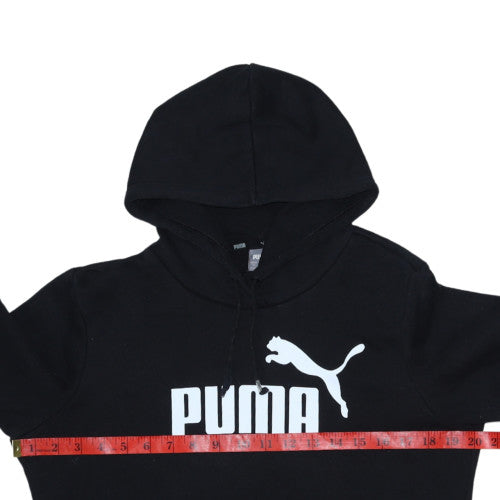 Puma Womens Black Pullover Hoodie Size 16 Logo Print Casual