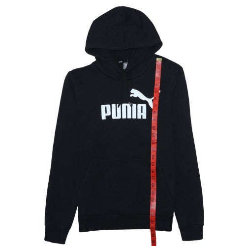 Puma Womens Black Pullover Hoodie Size 16 Logo Print Casual