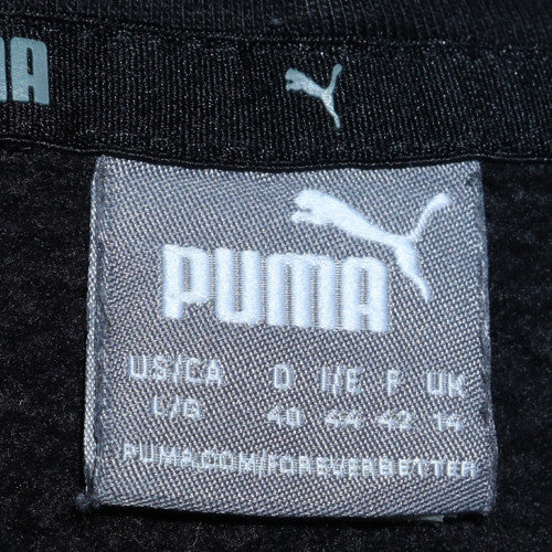 Puma Womens Black Pullover Hoodie Size 16 Logo Print Casual