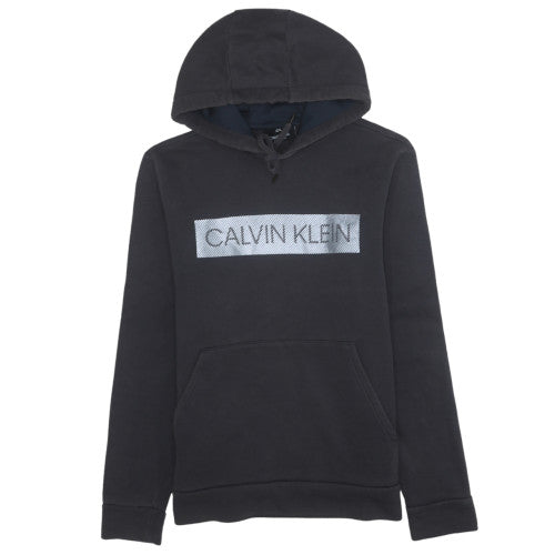 Calvin Klein Mens Black Pullover Hoodie M Fleece Logo Sweatshirt