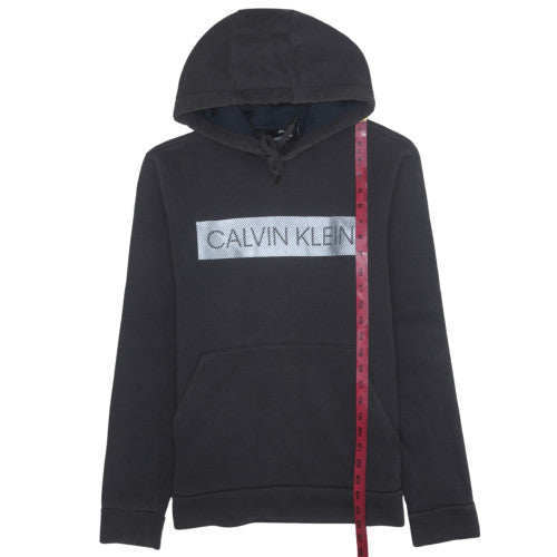 Calvin Klein Mens Black Pullover Hoodie M Fleece Logo Sweatshirt