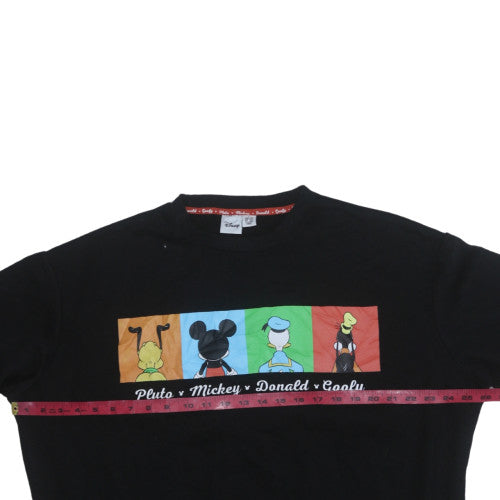 Disney Womens Black Large Sweatshirt Pluto Mickey Donald Goofy Graphic Print