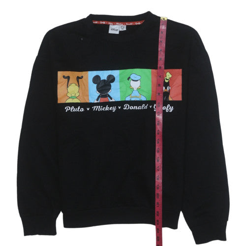 Disney Womens Black Large Sweatshirt Pluto Mickey Donald Goofy Graphic Print