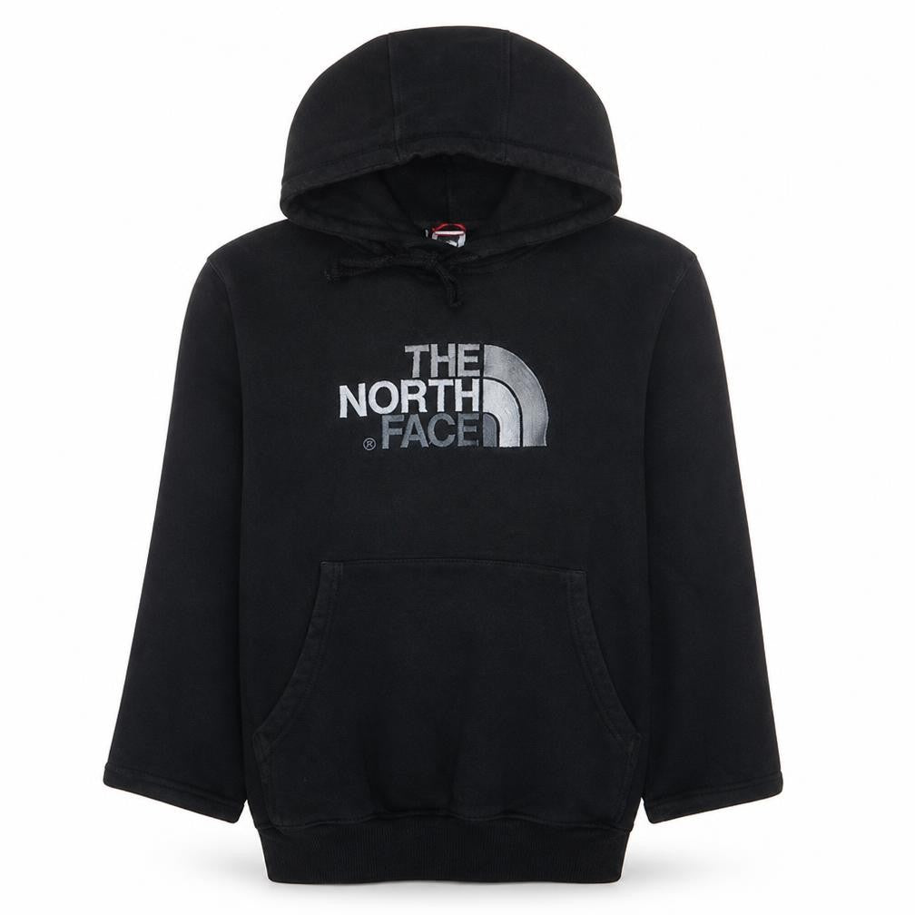 Front view of The North Face Men's Black Pullover Hoodie Medium Logo Cotton