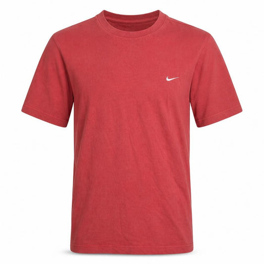 Front view of Nike Men's Red Crew Neck Short Sleeve Cotton T-Shirt, size S
