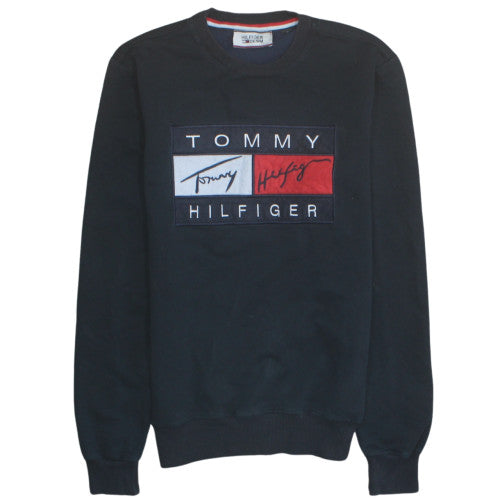 Tommy Hilfiger Men Black Crew Neck Pullover Sweatshirt Size M