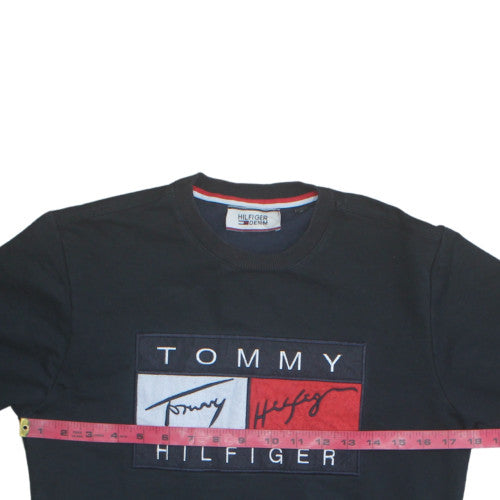 Tommy Hilfiger Men Black Crew Neck Pullover Sweatshirt Size M