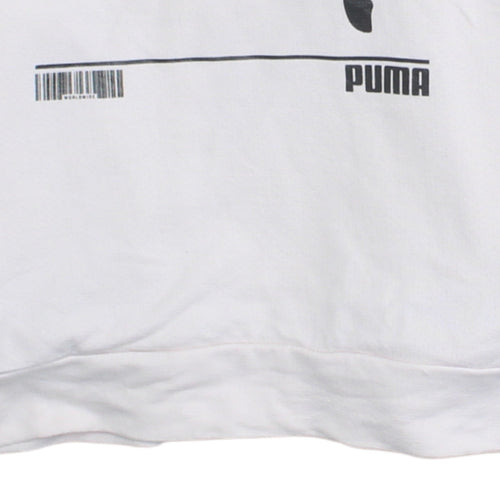 Puma Women’s White Hooded Pullover Sweatshirt M Casual Graphic Print