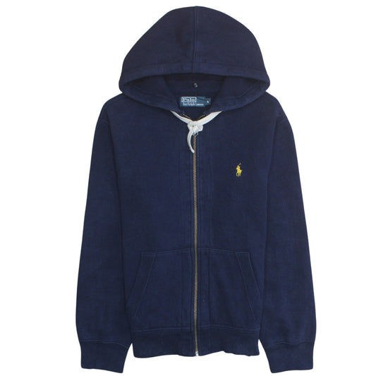 Ralph Lauren Men Blue Full Zip Hoodie M Logo Fleece Cotton Blend