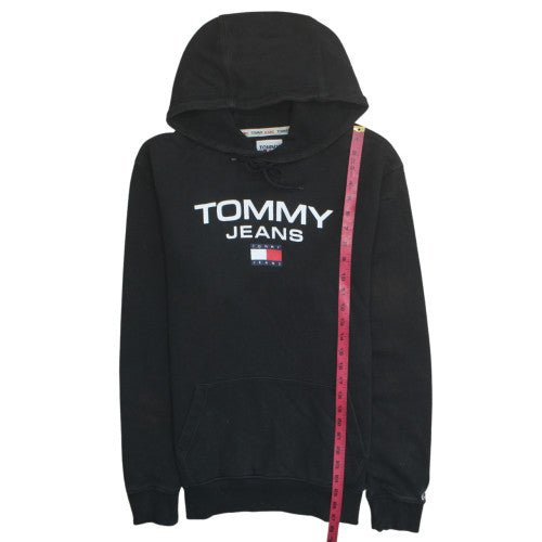 Tommy Jeans Men's Black Pullover Hoodie Medium Logo Fleece Sweatshirt