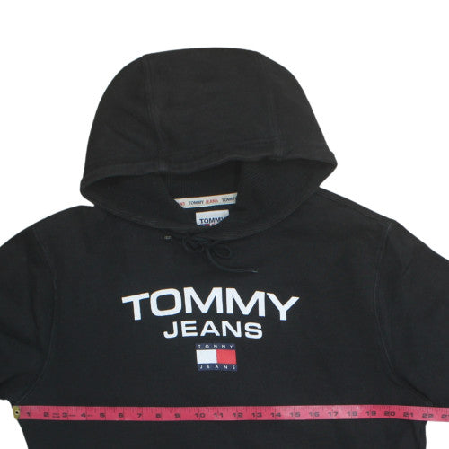 Tommy Jeans Men's Black Pullover Hoodie Medium Logo Fleece Sweatshirt