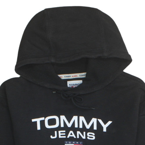 Tommy Jeans Men's Black Pullover Hoodie Medium Logo Fleece Sweatshirt