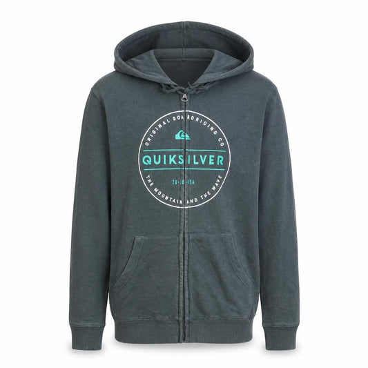 Front view of Quiksilver Men’s Green Full Zip Hoodie, size S, Regular Fit