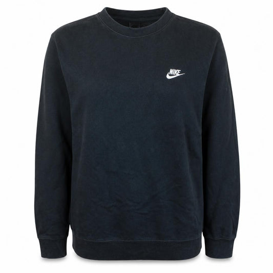 Front view of Nike Women’s Black Large Crew Neck Pullover Sweatshirt Classic Logo