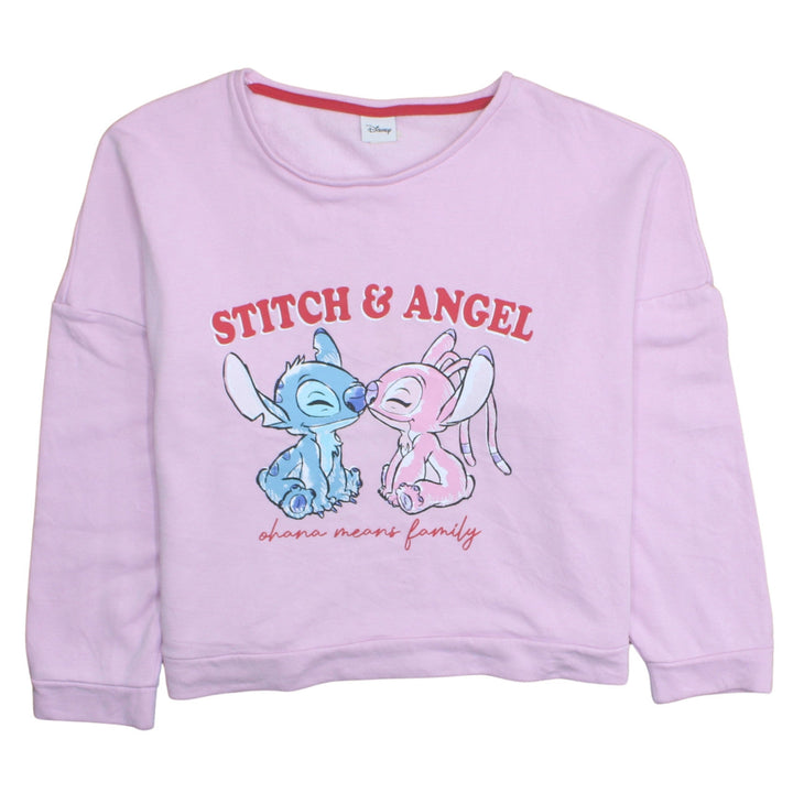 Disney Women Pink Stitch & Angel Sweatshirt UK 20-22 Pullover