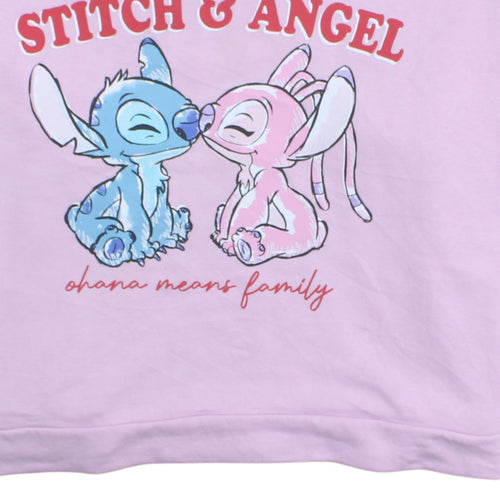 Disney Women Pink Stitch & Angel Sweatshirt UK 20-22 Pullover