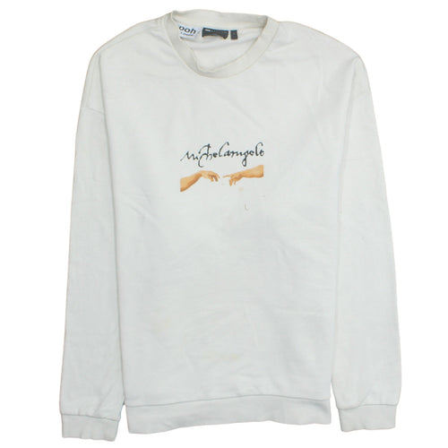 ASOS Men’s White Michelangelo Art Print Pullover Sweatshirt L