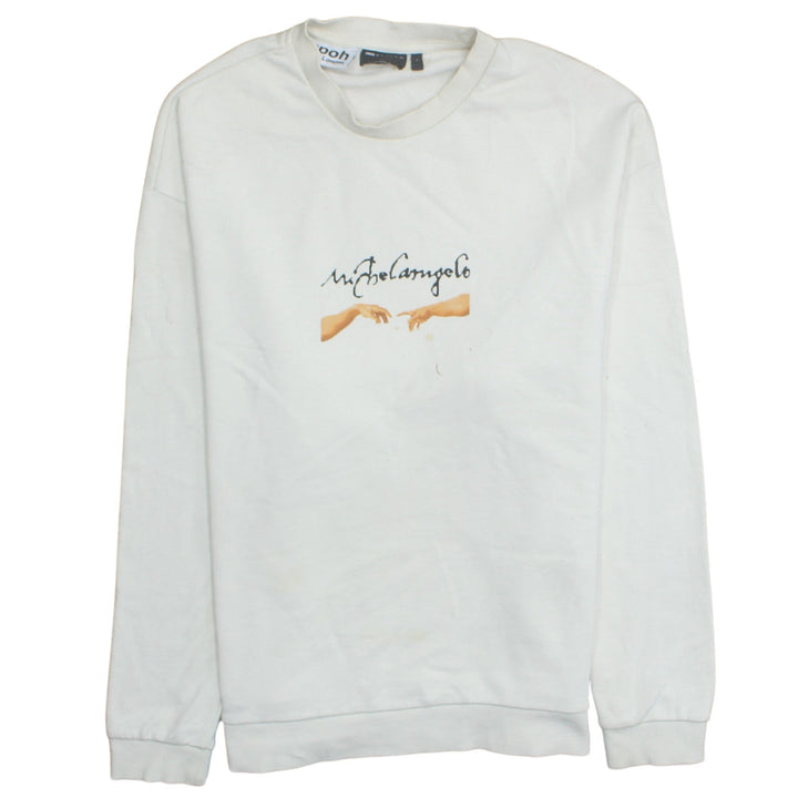 ASOS Men’s White Michelangelo Art Print Pullover Sweatshirt L