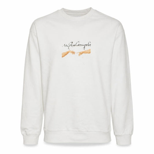 Front view of ASOS Men’s White Michelangelo Art Print Pullover Sweatshirt L