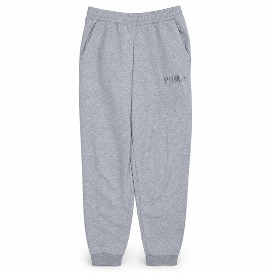 Front view of Puma girls’ grey jogger sweatpants, size 12, years elastic waist activewear
