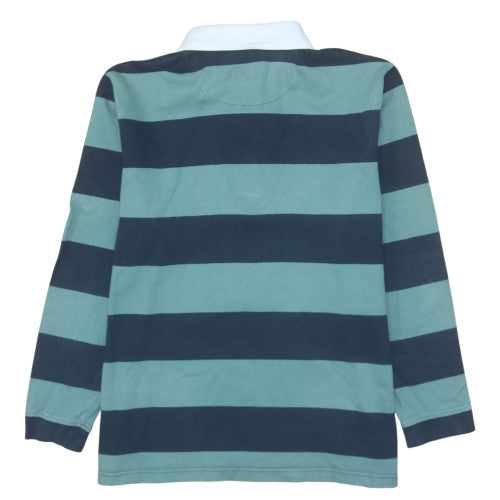 Cotton Traders Men's Green Striped Collared Rugby Sweatshirt 2XL