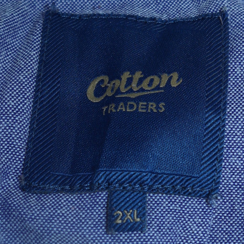 Cotton Traders Men's Green Striped Collared Rugby Sweatshirt 2XL