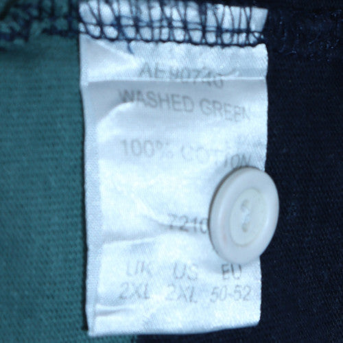 Cotton Traders Men's Green Striped Collared Rugby Sweatshirt 2XL