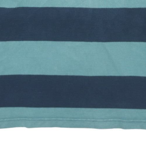 Cotton Traders Men's Green Striped Collared Rugby Sweatshirt 2XL