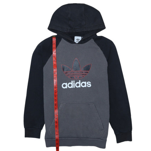 Adidas Men's Grey Pullover Hoodie Small Logo Fleece Sweatshirt