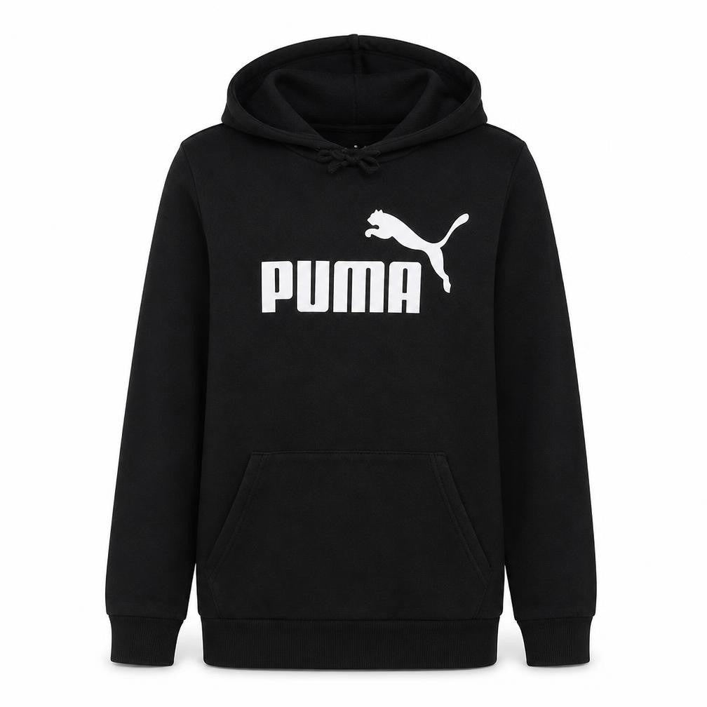 Front view of Puma Men's Black Pullover Hoodie Small Logo Sportswear