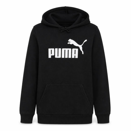 Front view of Puma Men's Black Pullover Hoodie Small Logo Sportswear