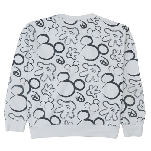Disney Primark Women White Mickey Print Pullover Sweatshirt UK 12/14