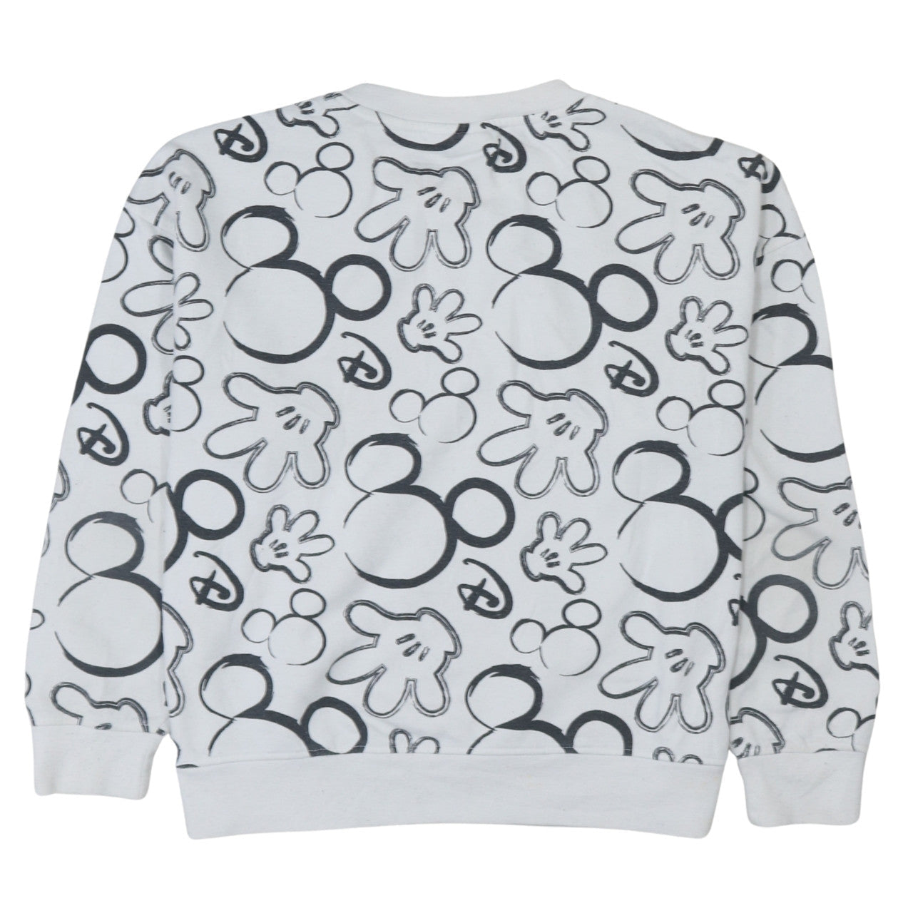 Disney Primark Women White Mickey Print Pullover Sweatshirt UK 12/14