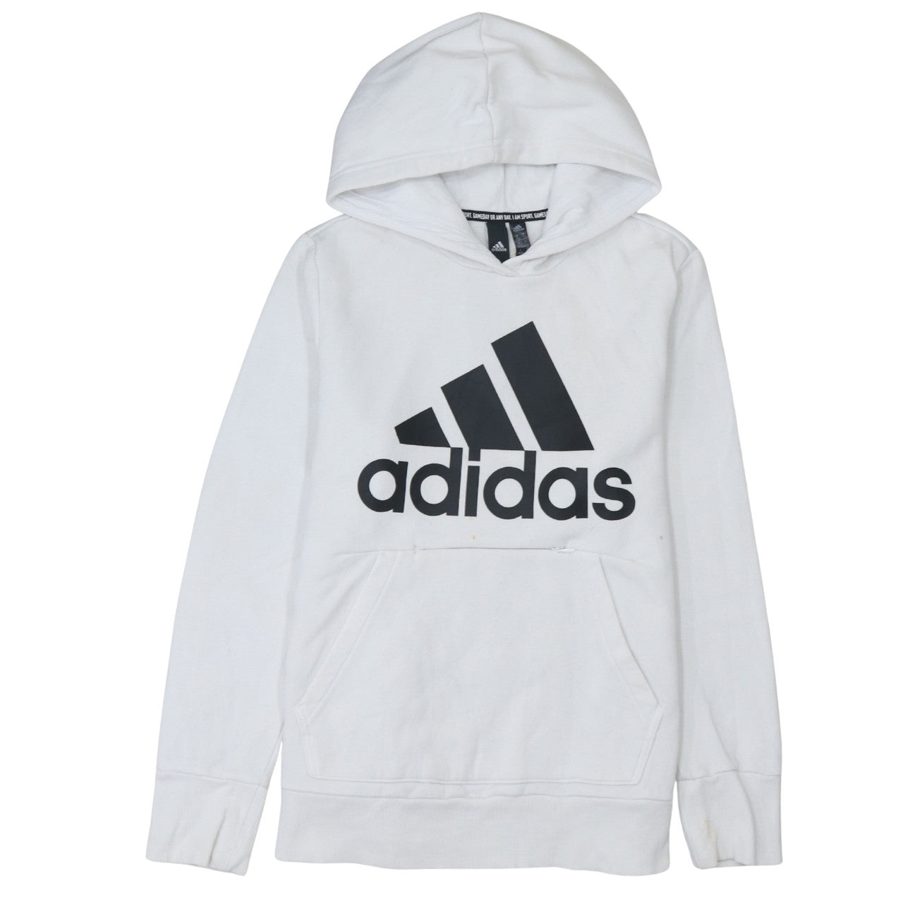 Adidas Women White Pullover Hoodie Size 16-18 Logo Print Casual