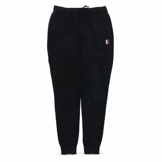 Front view of Tommy Hilfiger Men's Black Jogger Sweatpants S Fleece Cotton Blend