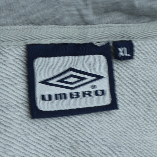 Umbro Mens Grey Full Zip Hoodie XL Sports Logo 1924 Jacket