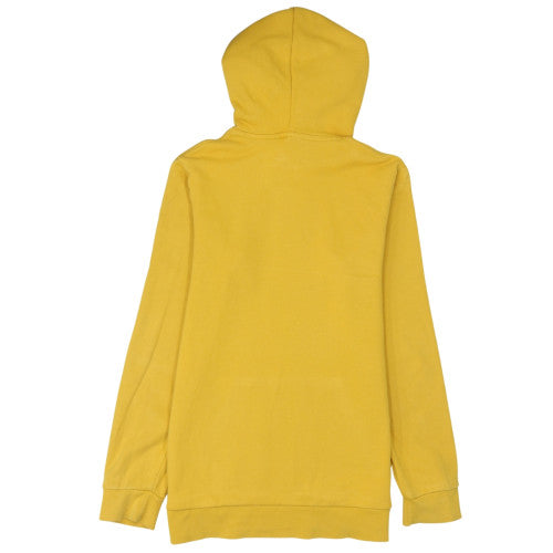 Adidas Mens Yellow Pullover Hoodie Small Logo Graphic Fleece