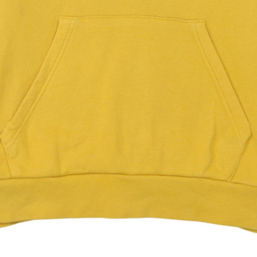 Adidas Mens Yellow Pullover Hoodie Small Logo Graphic Fleece