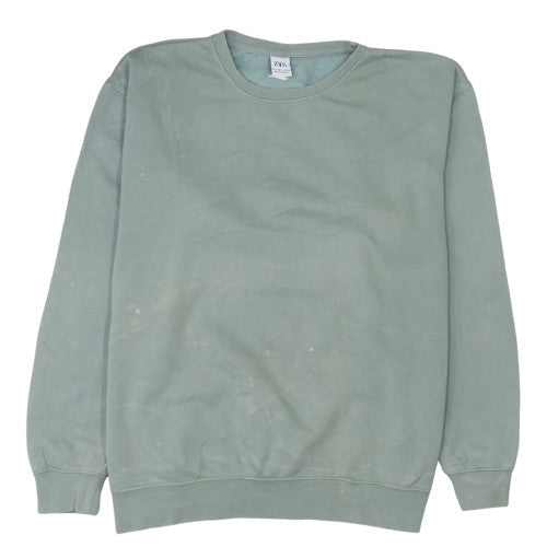 ZARA Men's Green Pullover Sweatshirt L Classic Crew Neck Fleece