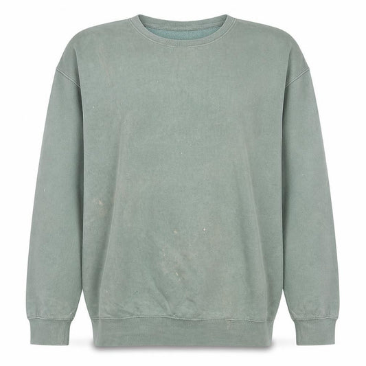 Front view of Zara Men's Green Pullover Sweatshirt L Classic Crew Neck Fleece
