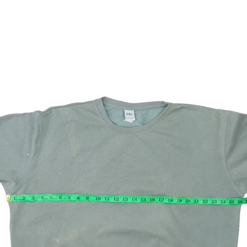 ZARA Men's Green Pullover Sweatshirt L Classic Crew Neck Fleece