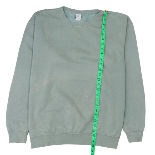 ZARA Men's Green Pullover Sweatshirt L Classic Crew Neck Fleece