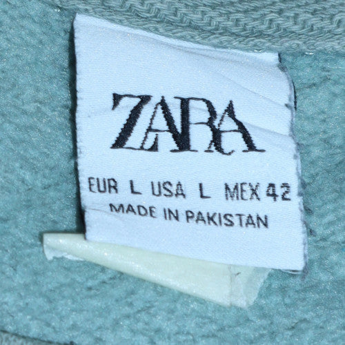 ZARA Men's Green Pullover Sweatshirt L Classic Crew Neck Fleece