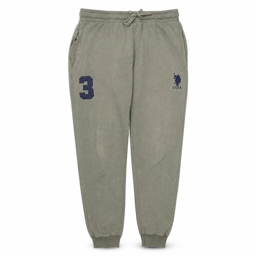 U.S. Polo Assn. Men's Grey L Jogger Fleece Sweatpants Tapered Fit