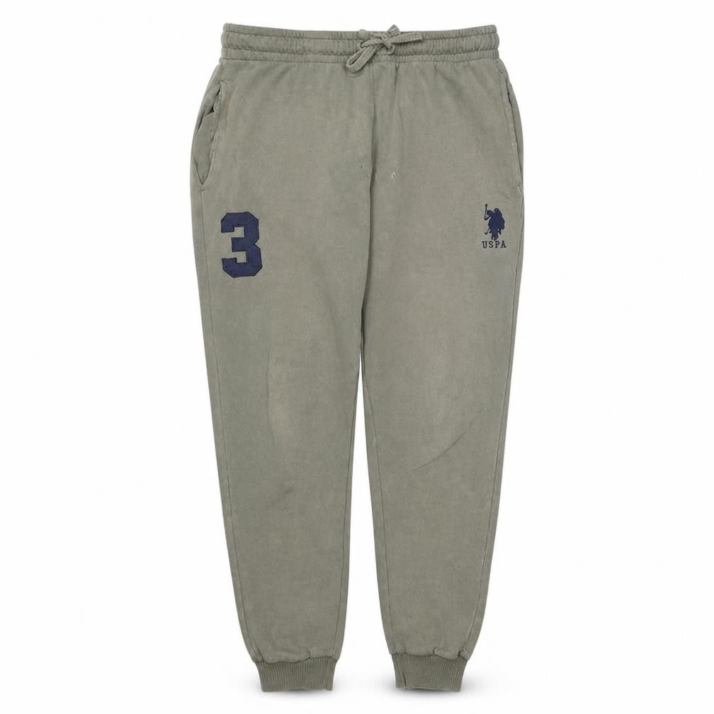 U.S. Polo Assn. Men's Grey L Jogger Fleece Sweatpants Tapered Fit