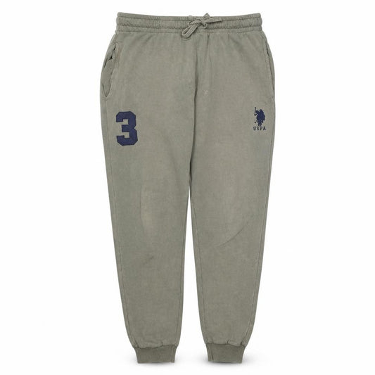 Front view of U.S. Polo Assn. Men's Grey L Jogger Fleece Sweatpants Tapered Fit
