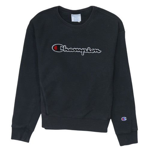 Champion Womens Black Small Reverse Weave Crew Neck Sweatshirt